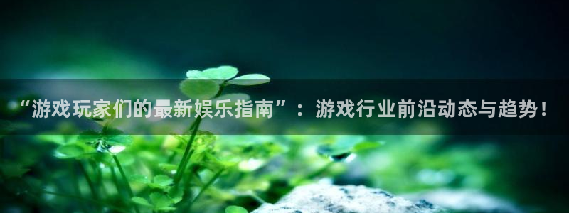 欧博娱乐网址官网：“游戏玩家们的最新娱乐指南”：游戏行业前沿